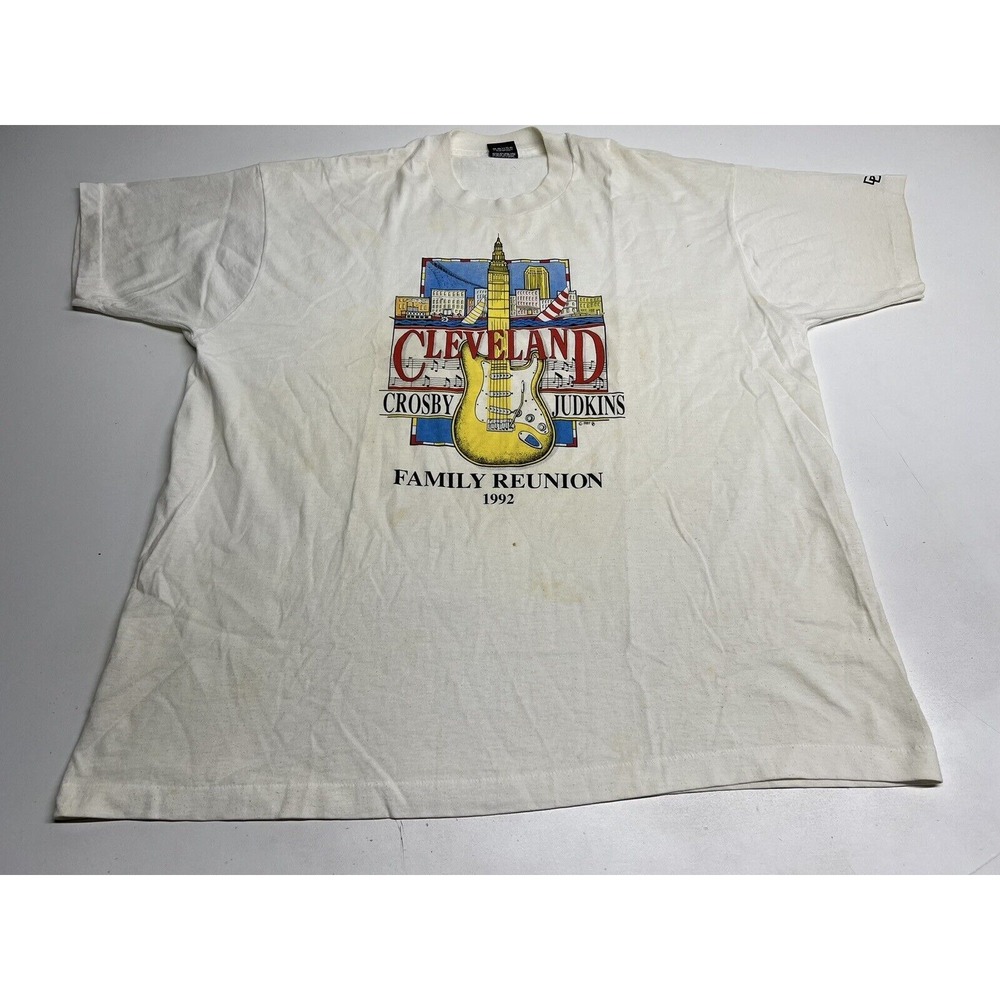 Vintage 90s Family Reunion T-Shirt Cleveland Crosby Judkins Single Stitch Sz 2XL
